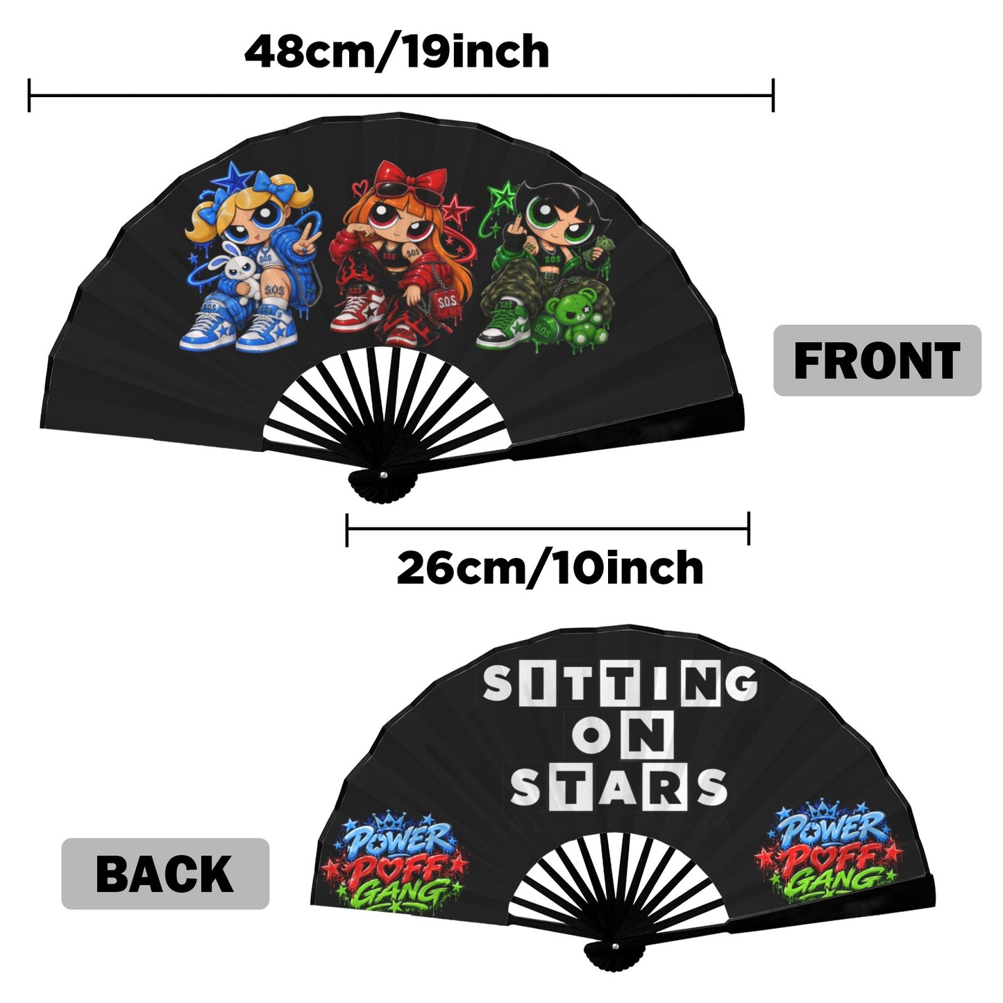 S.O.S: Power Puff Gang Double-Sided Folding Fan