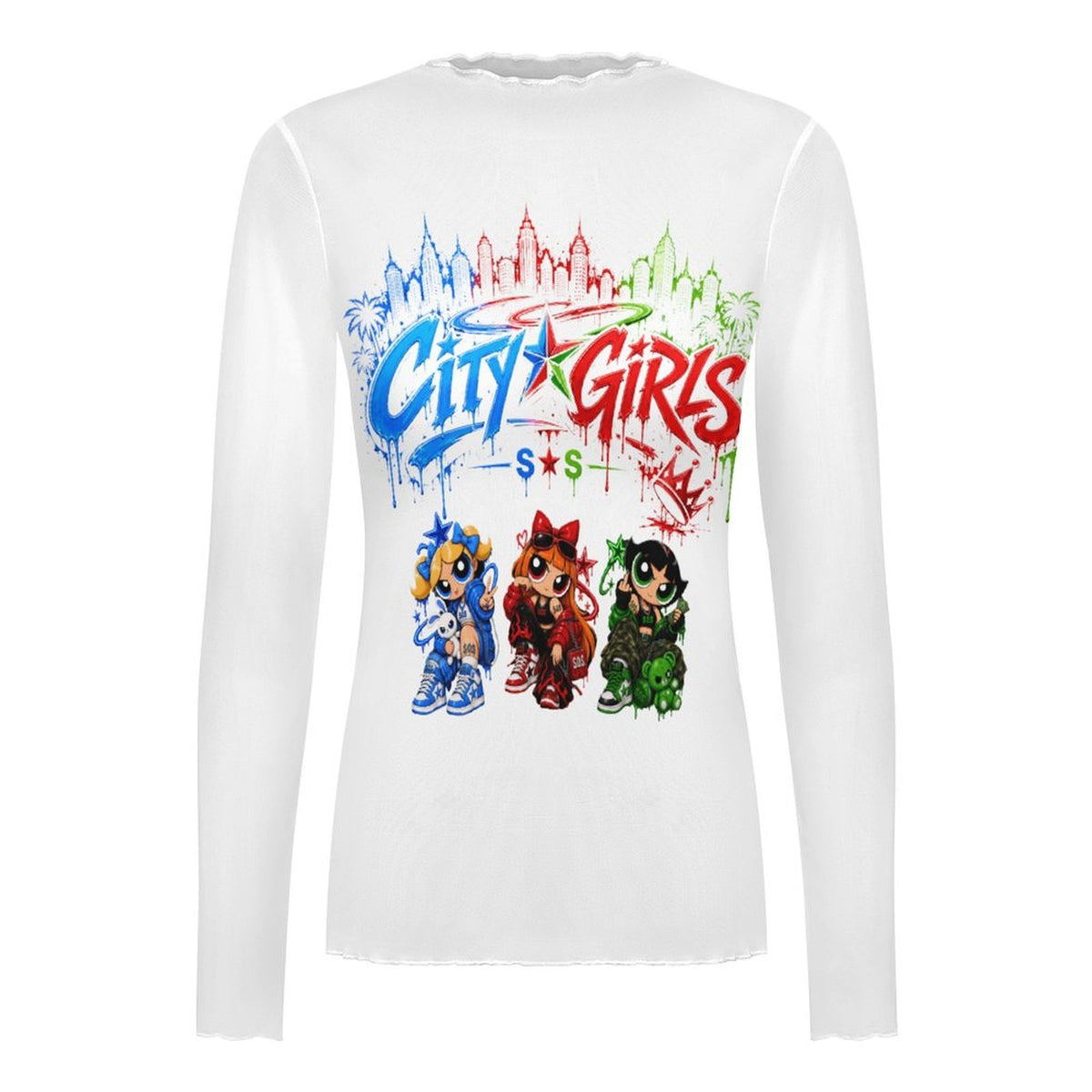 S.O.S: Power Puff Gang High Neck Long Sleeved Mesh Top