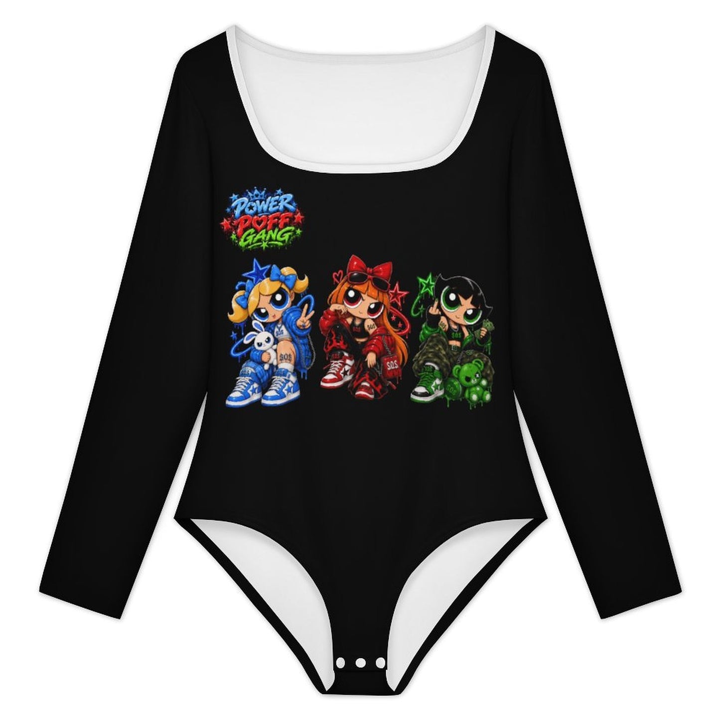 S.O.S: Power Puff Gang Women's Square Neck Long Sleeve Bodysuit
