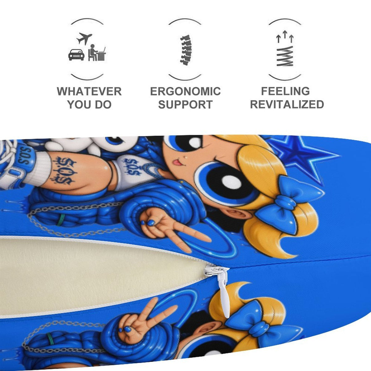 S.O.S: Power Puff Gang  U-Shaped Travel Neck Pillow