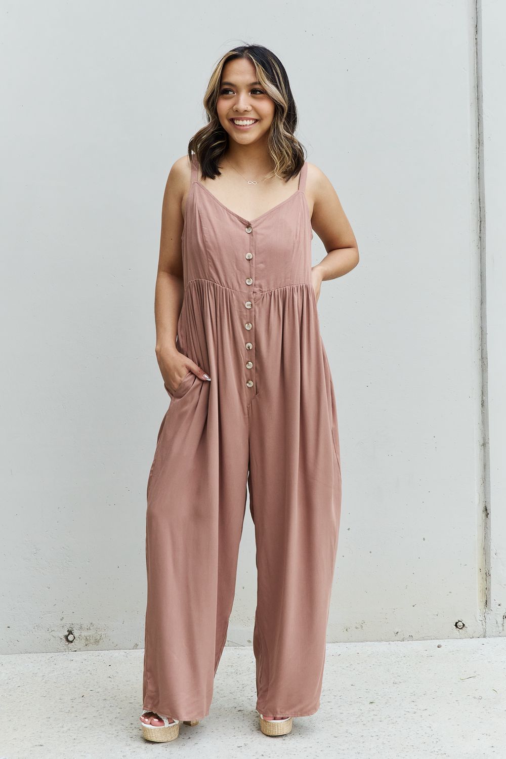 2023 Falling Stars Women's Star Plus Size Jumpsuit in Mocha