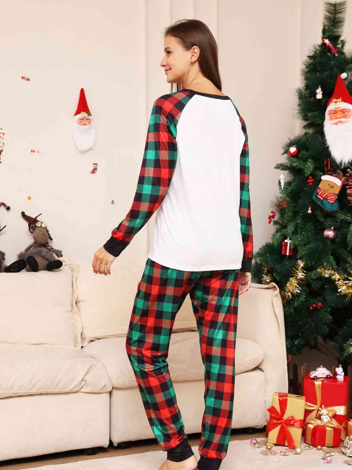 2023 Falling Stars Reindeer Plaid Pants Set