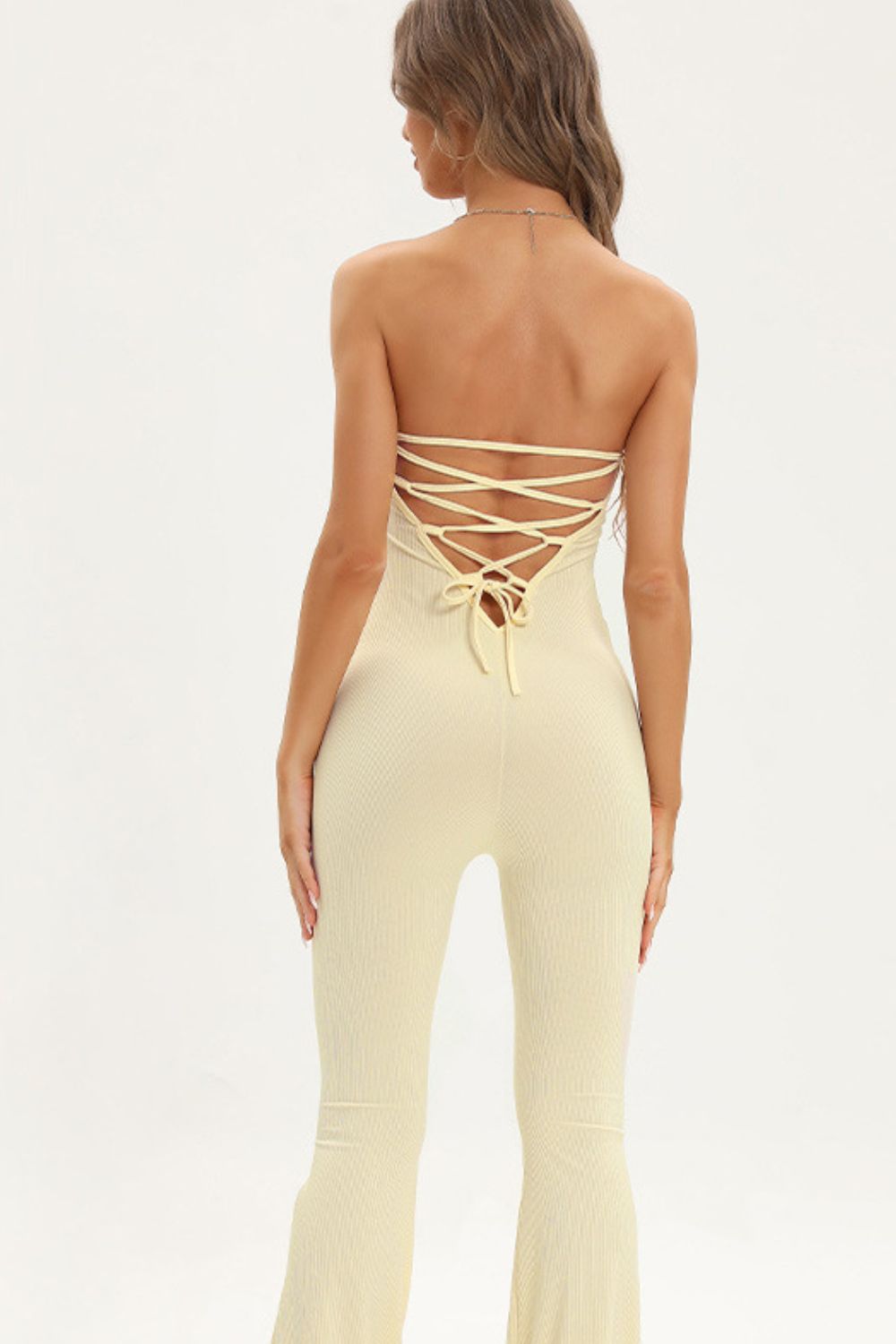 2023 Falling Stars Women's Lace-Up Strapless Jumpsuit