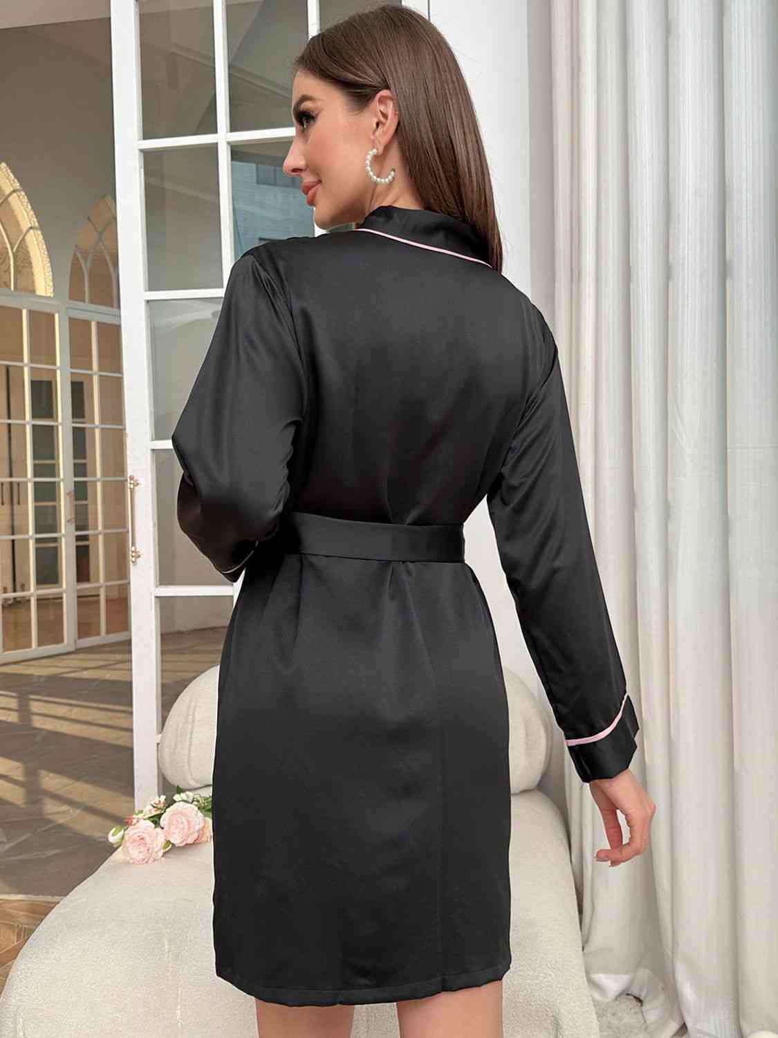 2023 Falling Stars Tie Waist Surplice Neck Robe