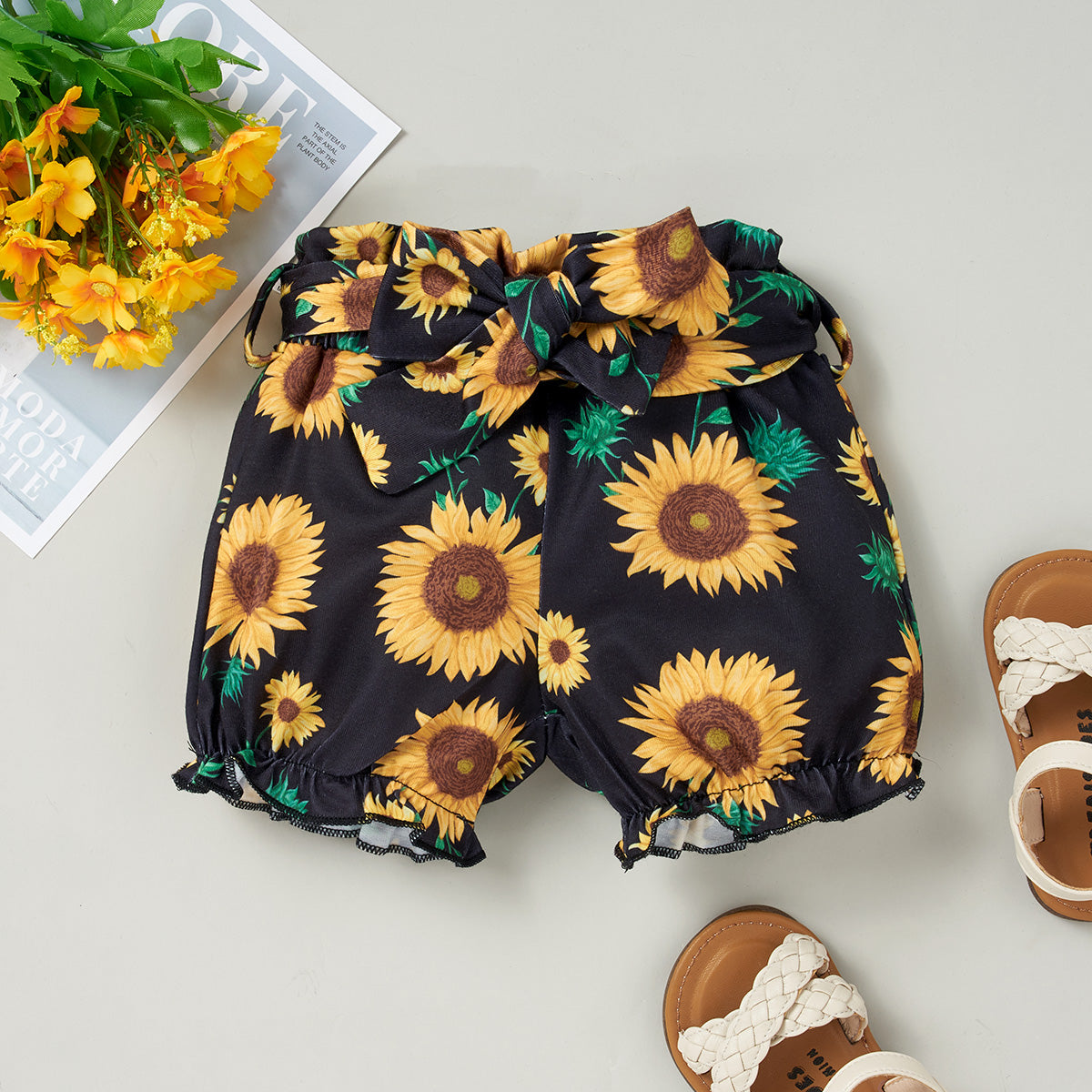 2023 Falling Stars HELLO SUMMER Bodysuit and Sunflower Shorts Set