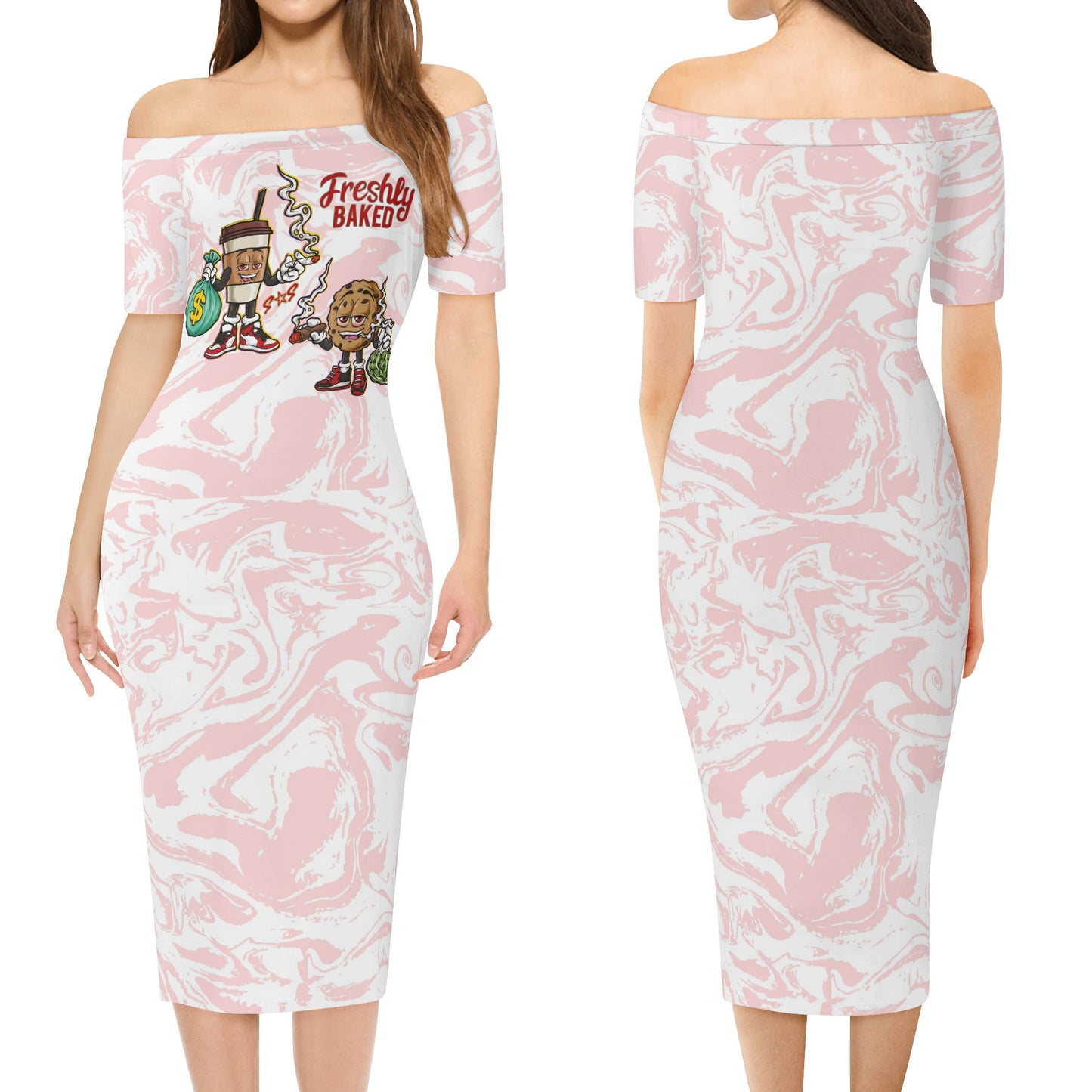 Freshly Baked 4/20 Edition Womens Off The Shoulder Lady Dress