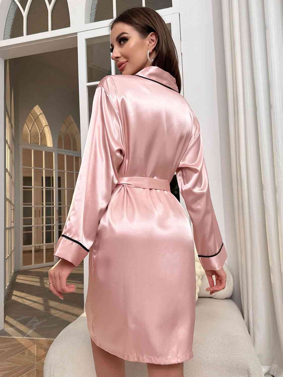 2023 Falling Stars Tie Waist Surplice Neck Robe