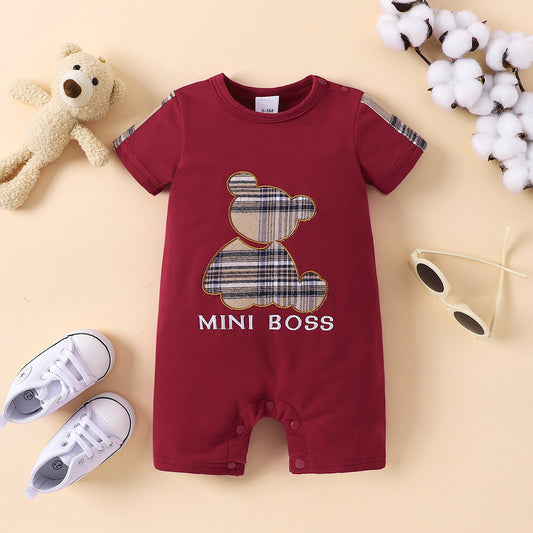 2023 Falling Stars Kids Plaid Bear MINI BOSS Jumpsuit