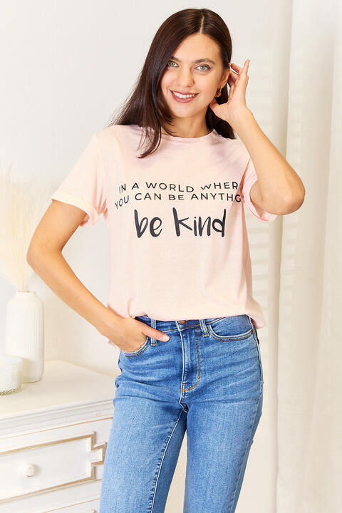 Be Kind (Pride Edition) Simply Love Slogan Graphic Cuffed T-Shirt