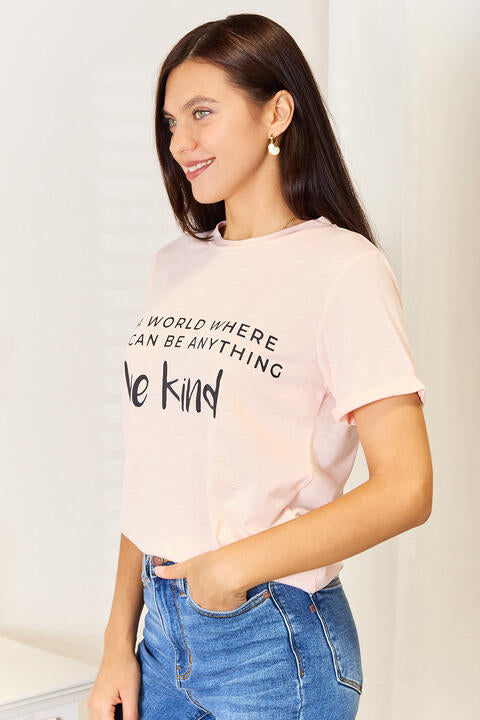 Be Kind (Pride Edition) Simply Love Slogan Graphic Cuffed T-Shirt