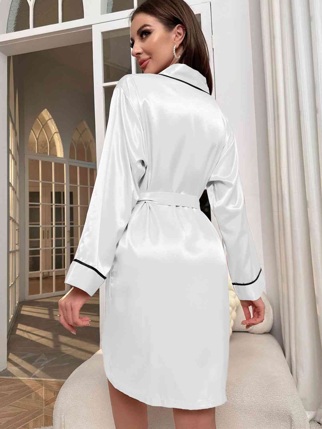 2023 Falling Stars Tie Waist Surplice Neck Robe