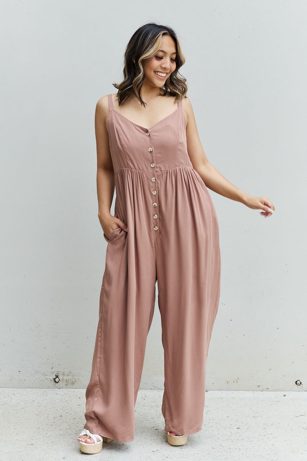 2023 Falling Stars Women's Star Plus Size Jumpsuit in Mocha