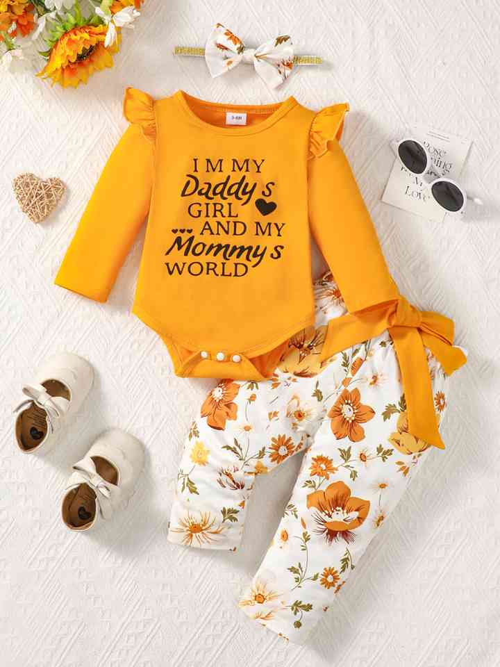 2023 Falling Stars Slogan Bodysuit and Pants Set