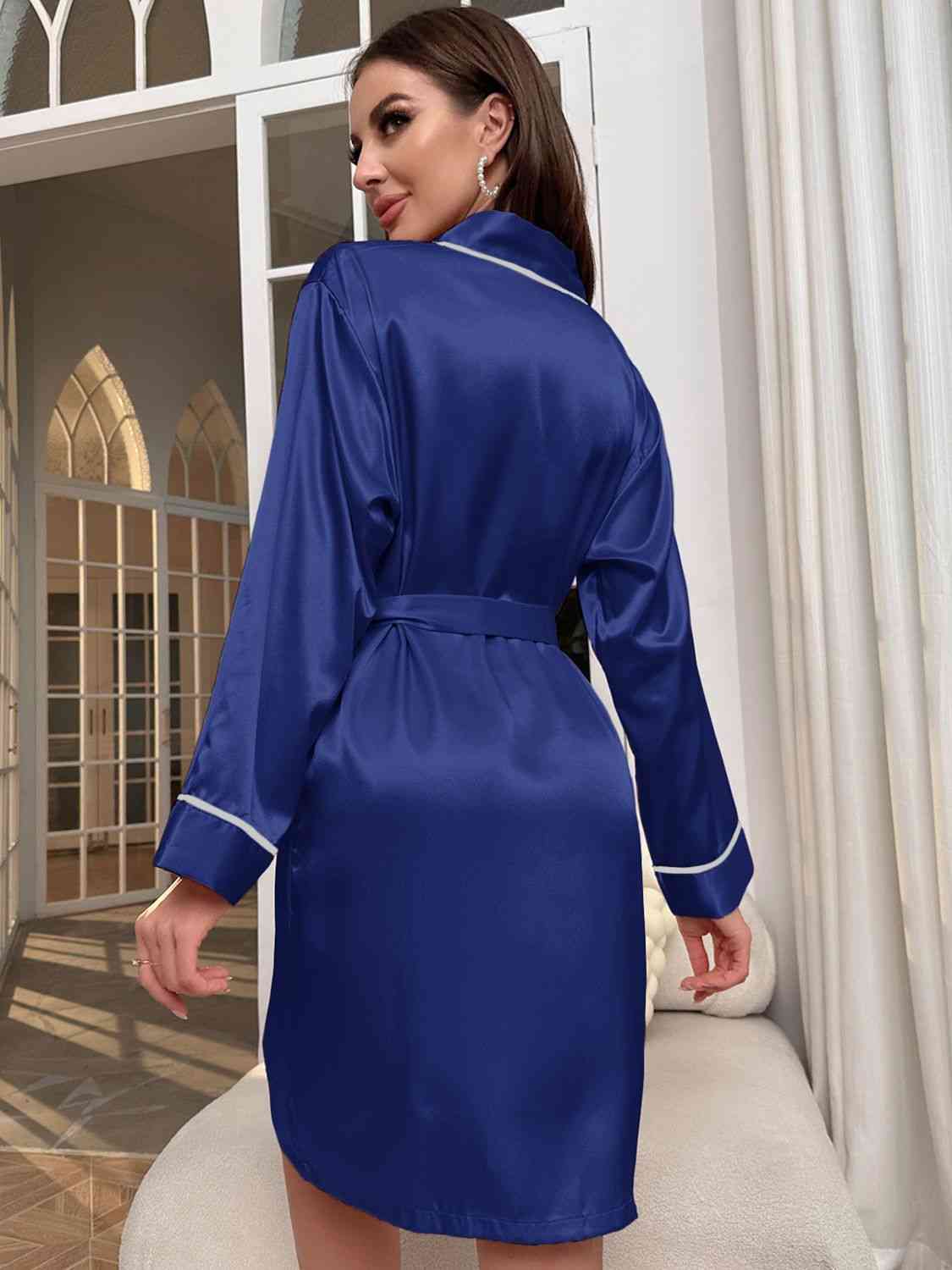 2023 Falling Stars Tie Waist Surplice Neck Robe