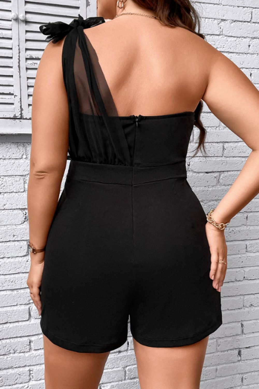 2023 Falling Stars Plus Size One-Shoulder Romper