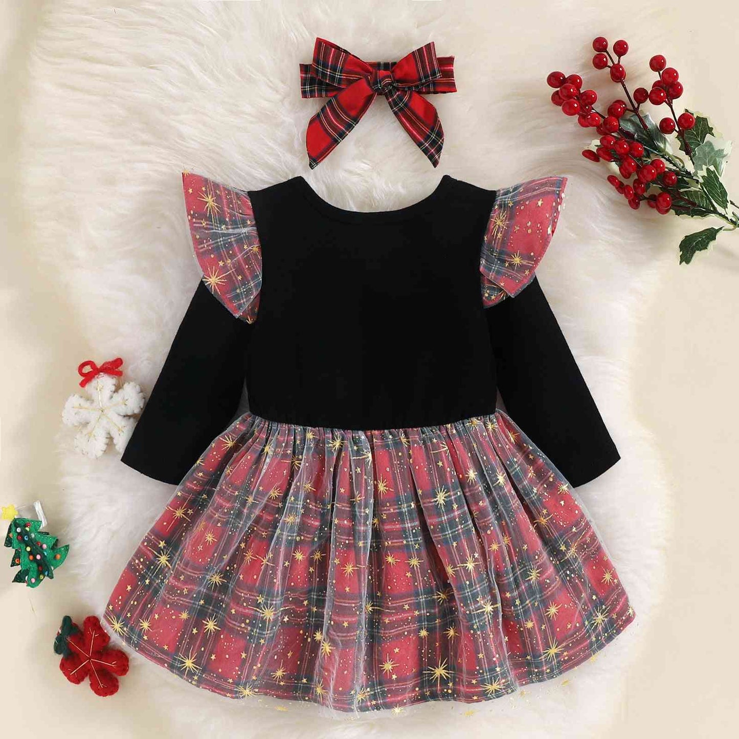 2023 Falling Stars Round Neck Long Sleeve MERRY CHRISMAS Reindeer  Dress