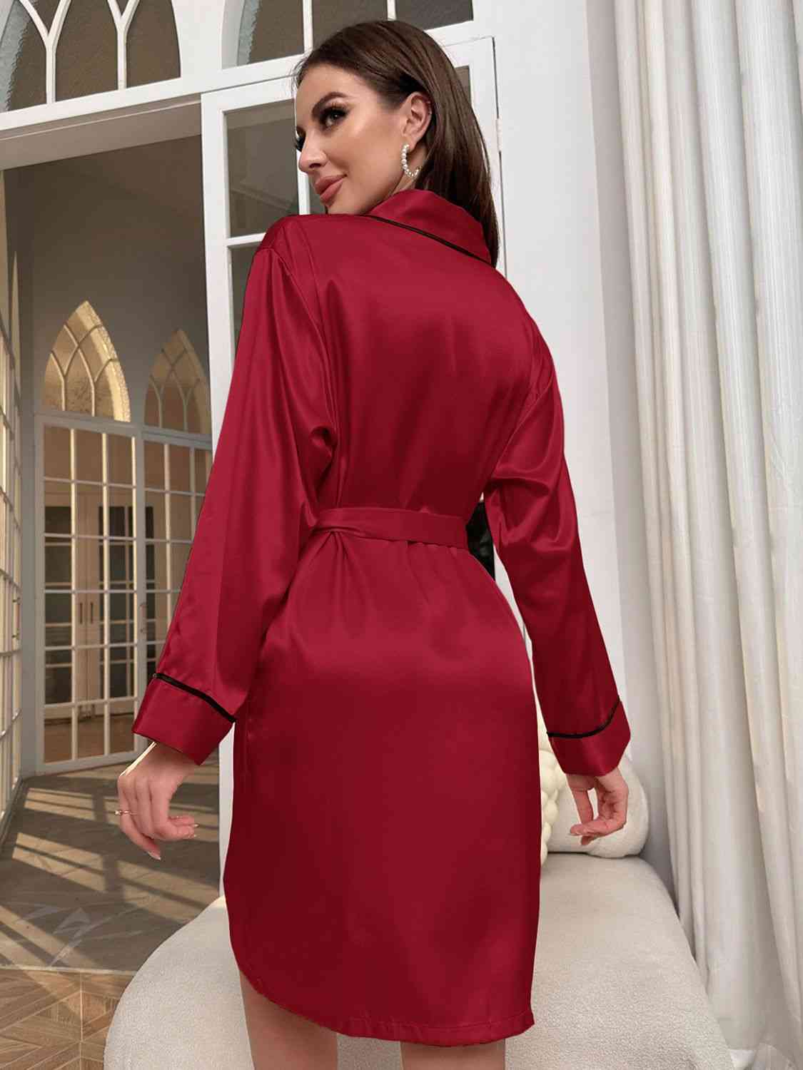 2023 Falling Stars Tie Waist Surplice Neck Robe