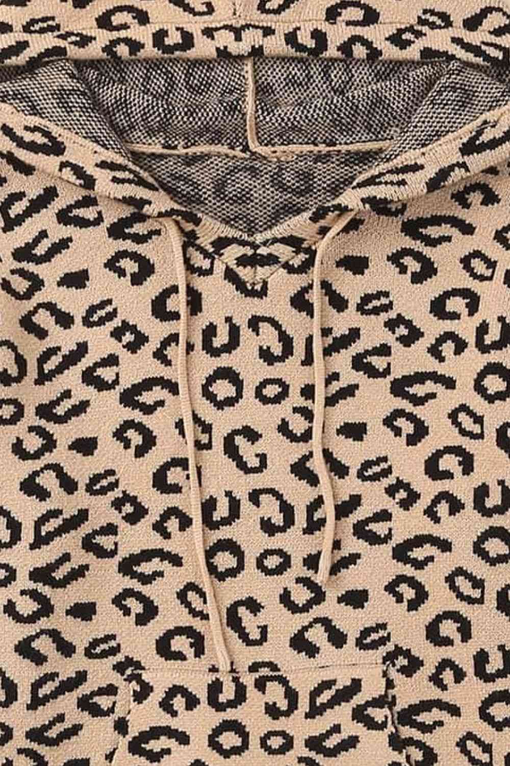 2023 Falling Stars Woven Right Leopard Print Drawstring Hooded Sweater