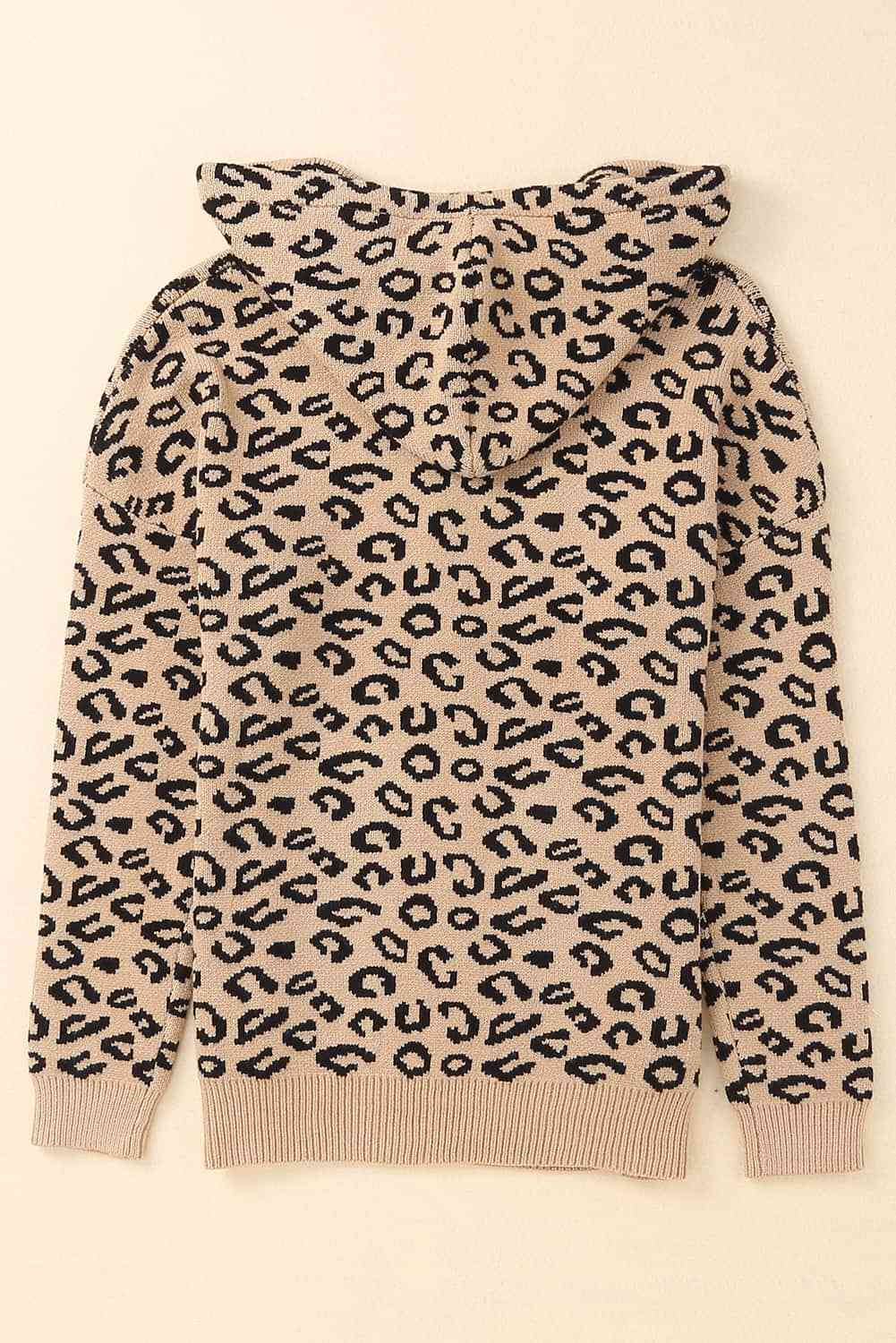 2023 Falling Stars Woven Right Leopard Print Drawstring Hooded Sweater