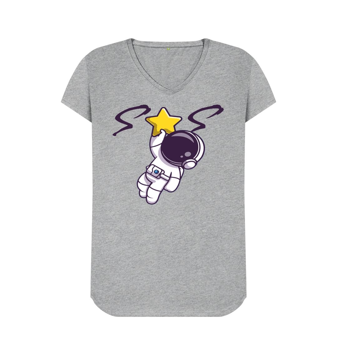 Athletic Grey Women V-Neck T-shirts