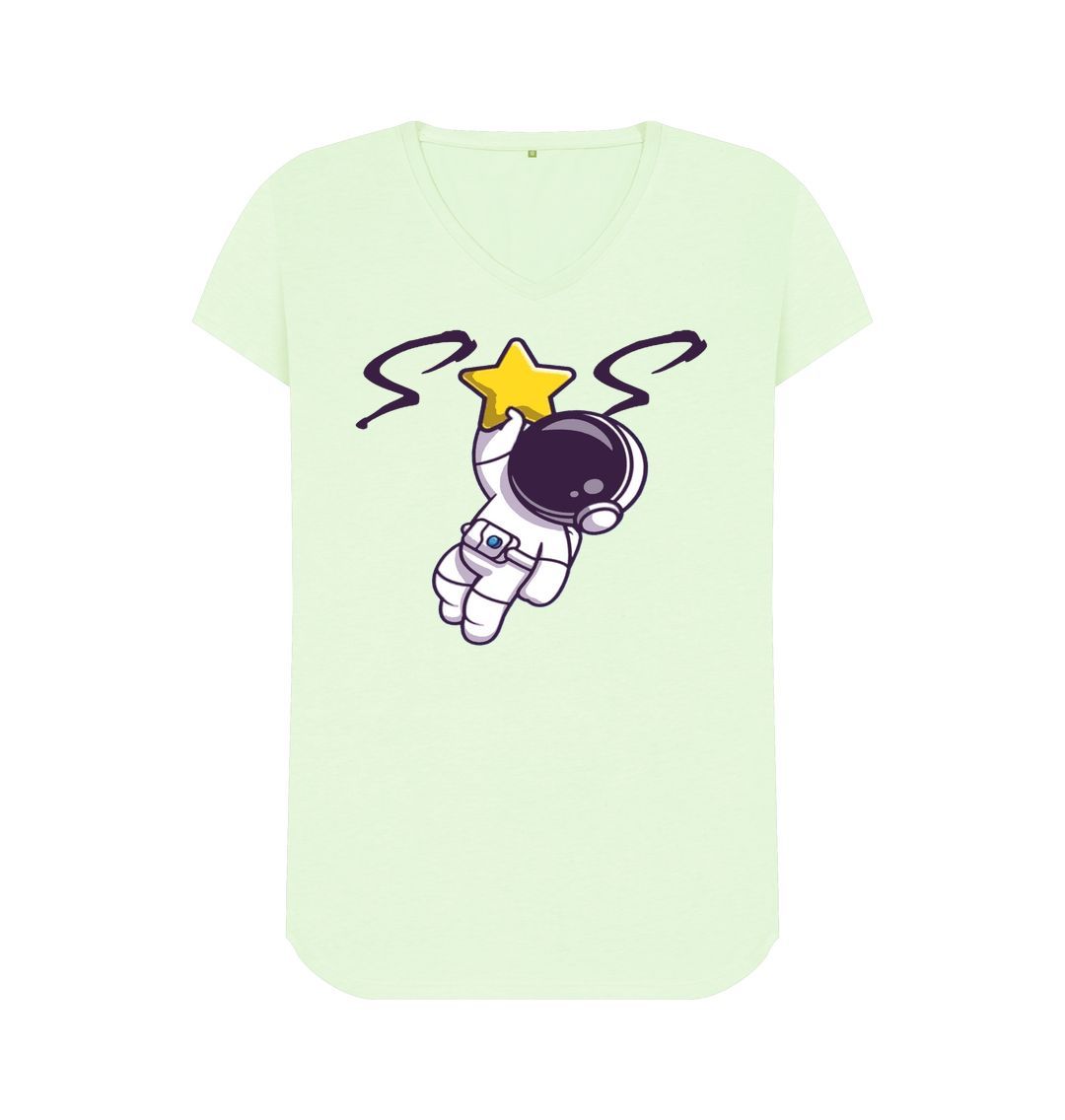 Pastel Green Women V-Neck T-shirts