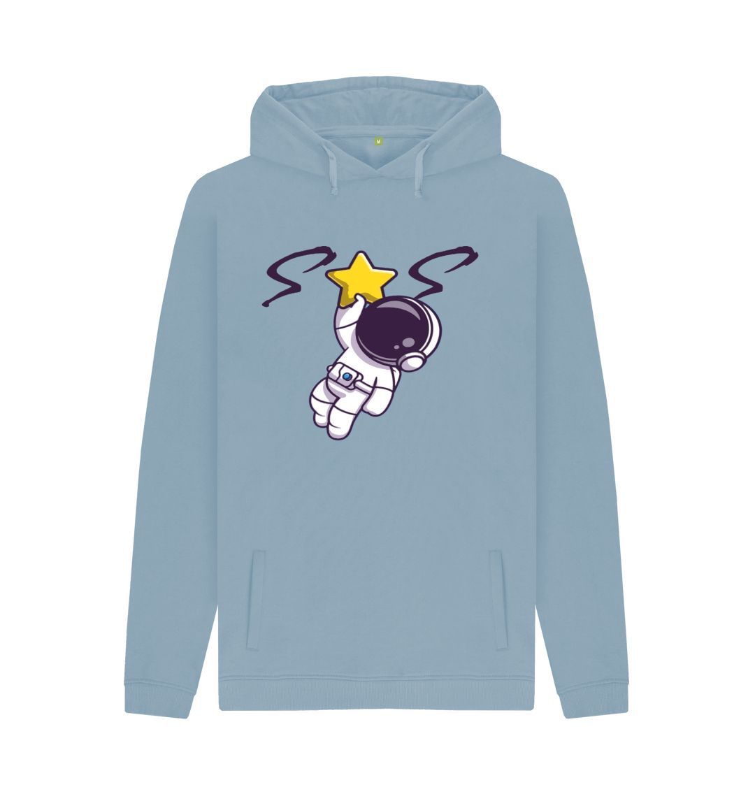 Stone Blue Mans Pull Over Hoody